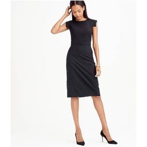 J. Crew 365 Resume Cap Sleeve Knee-Length Sheath Dress Stretch Black 16 Tall